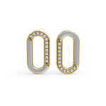 Load image into Gallery viewer, Gray Loop Enamel Earrings | Diamond Stud Earrings