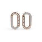 Load image into Gallery viewer, Gray Loop Enamel Earrings | Diamond Stud Earrings