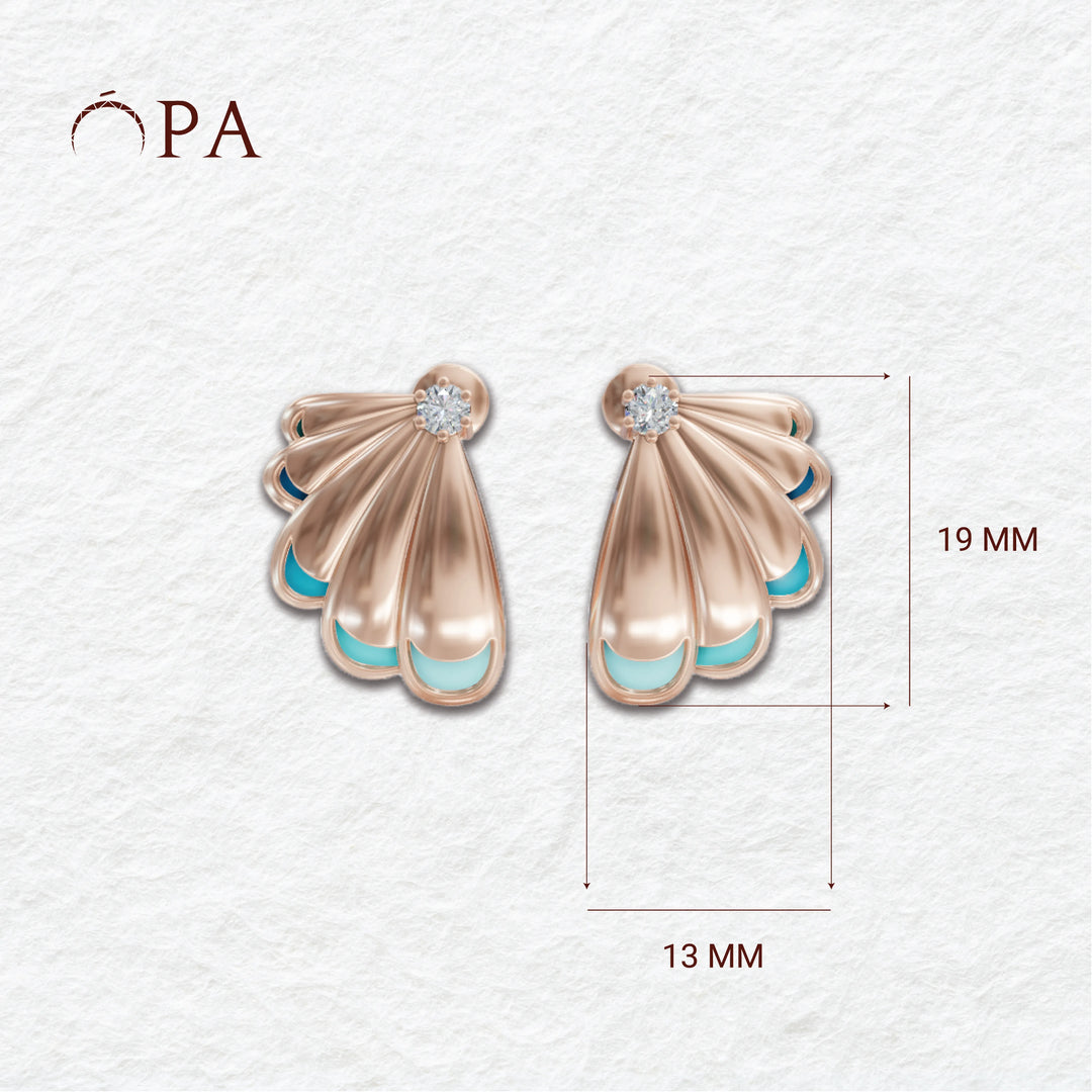 Aqua Petal Earrings | Diamond Earrings For Women | Enamel Jewellery