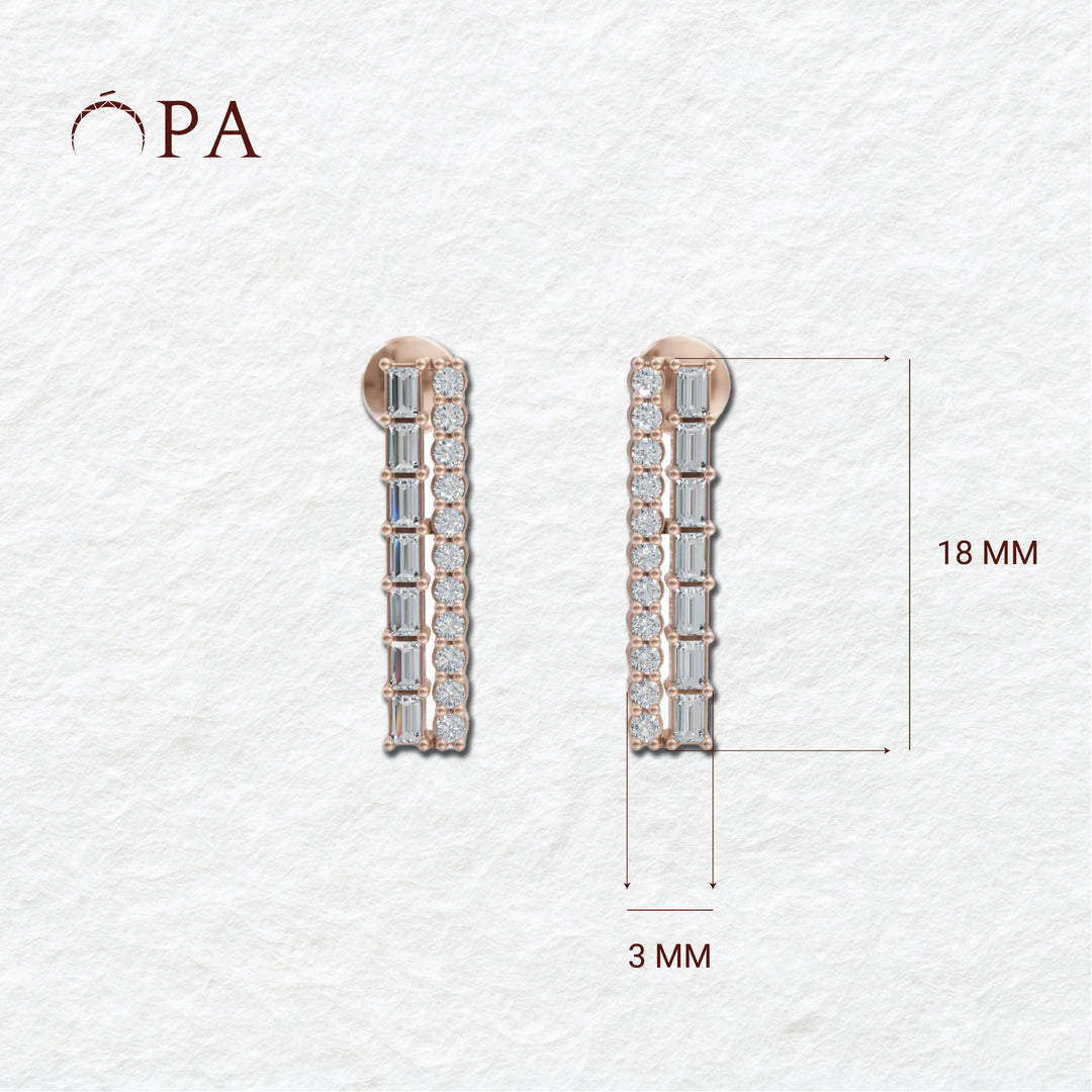 Bar Diamond Earrings | Diamond Earrings | Diamond Stud Earrings | Opa Diamond