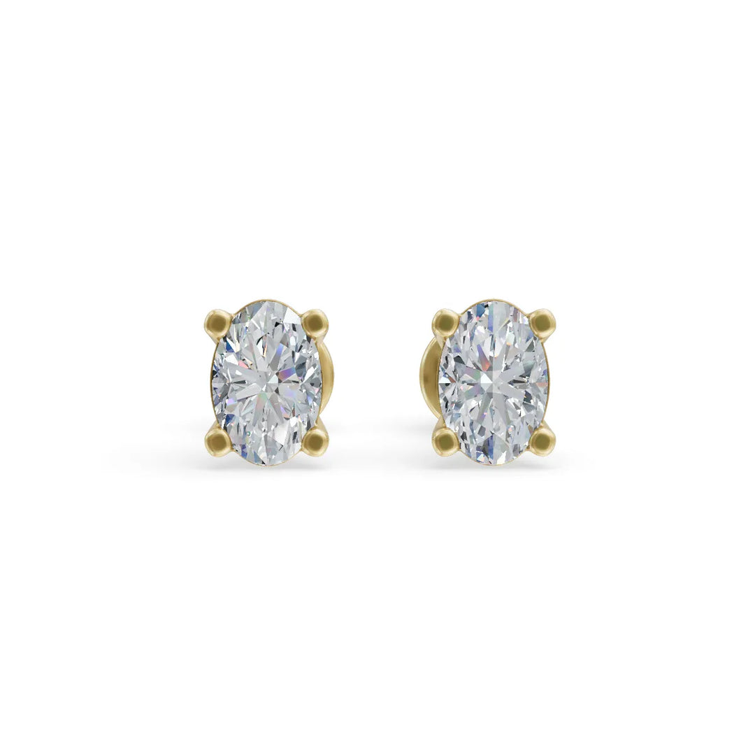 Classic Oval Studs | Diamond Stud Earrings | Minimalist Earrings