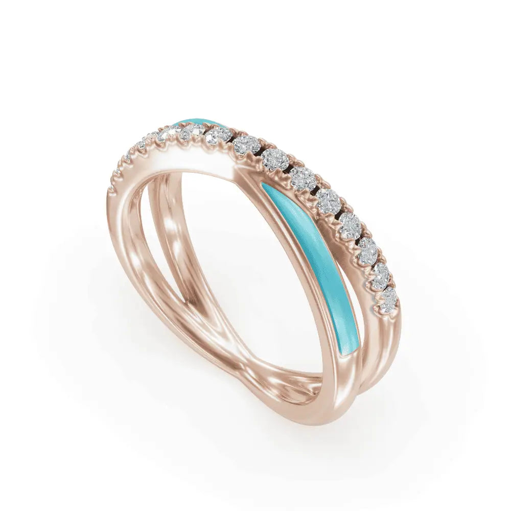 Criss Cross Band | Criss Cross Diamond Ring | Enamel ring