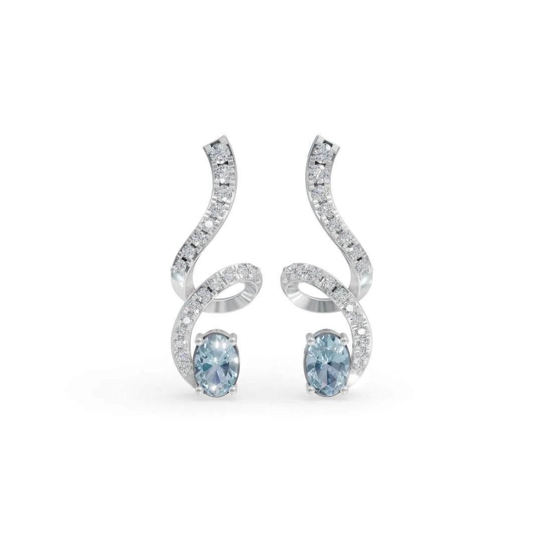 Aquamarine Twist Earring