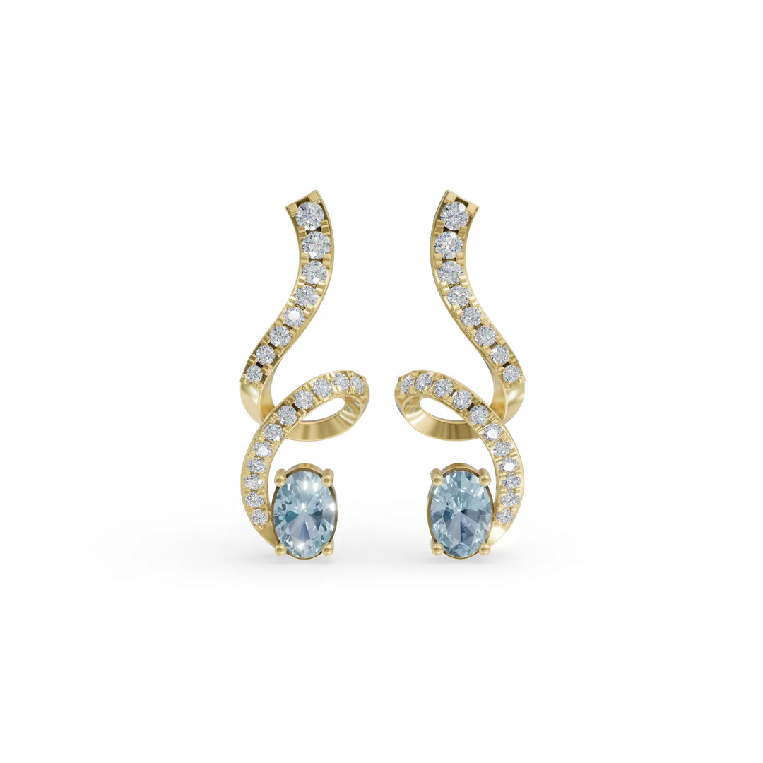 Aquamarine Twist Earring