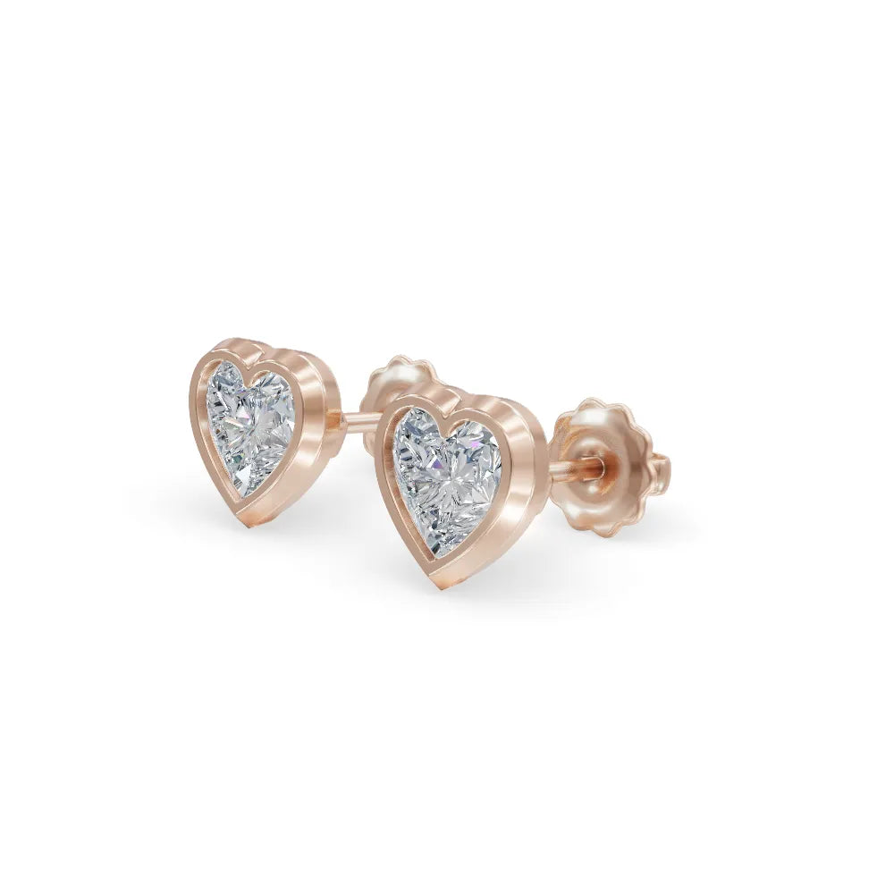 Solitaire Heart Studs