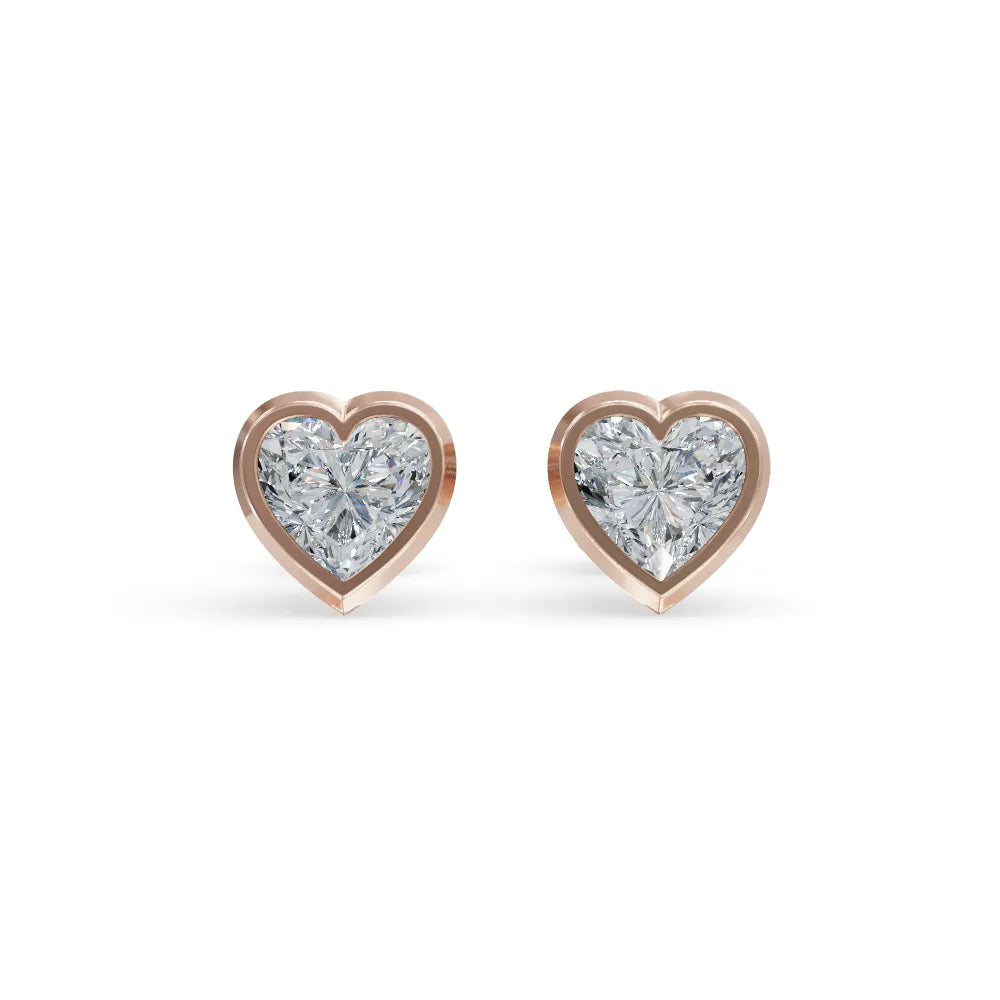 Solitaire Heart Studs