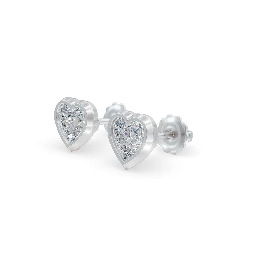 Solitaire Heart Studs