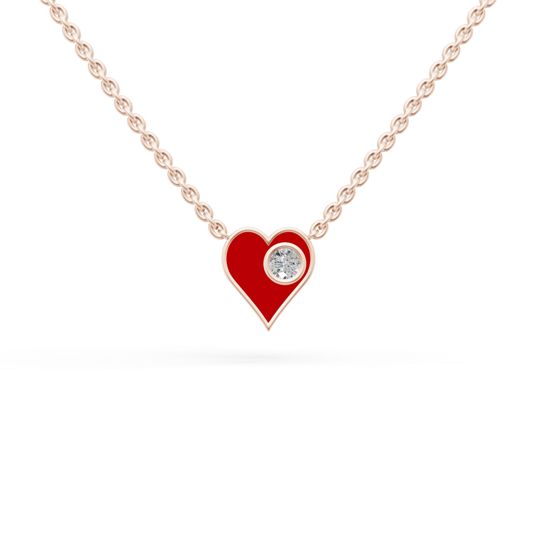 Chaandee Red Heart 925 Sterling Silver Lab Grown Diamond Pendant