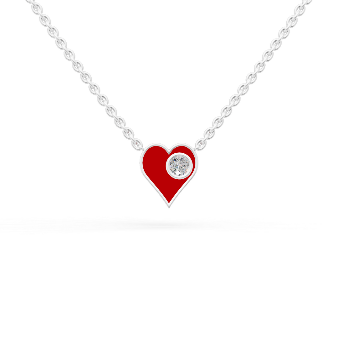 Chaandee Red Heart 925 Sterling Silver Lab Grown Diamond Pendant