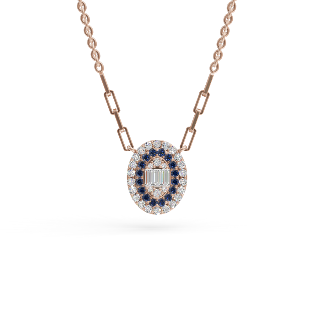 Tennis Blue 925 Sterling Silver Lab Grown Diamond Pendant