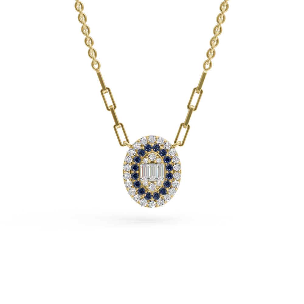 Tennis Blue 925 Sterling Silver Lab Grown Diamond Pendant