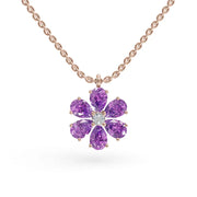 Purple Flora 925 Sterling Silver Lab Grown Diamond Pendant
