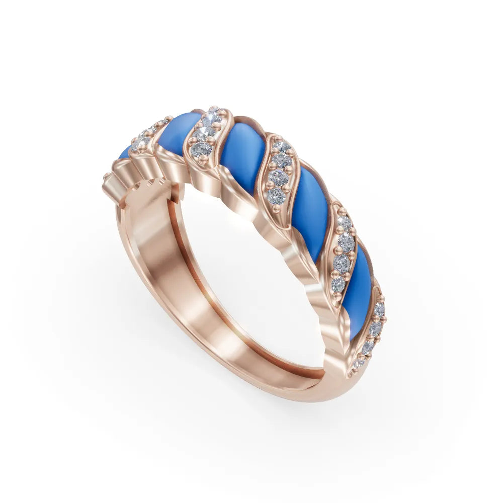 Sea Waves Ring | Diamond Rings For Women | Enamel Ring