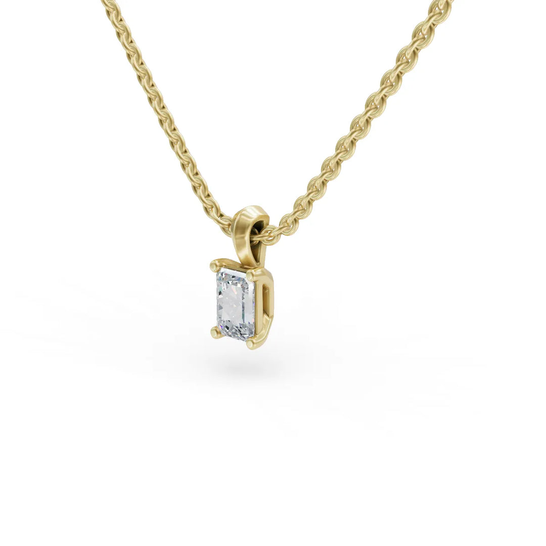 Tiny Baguette Diamond Pendant | Baguette Diamond Necklace for Women