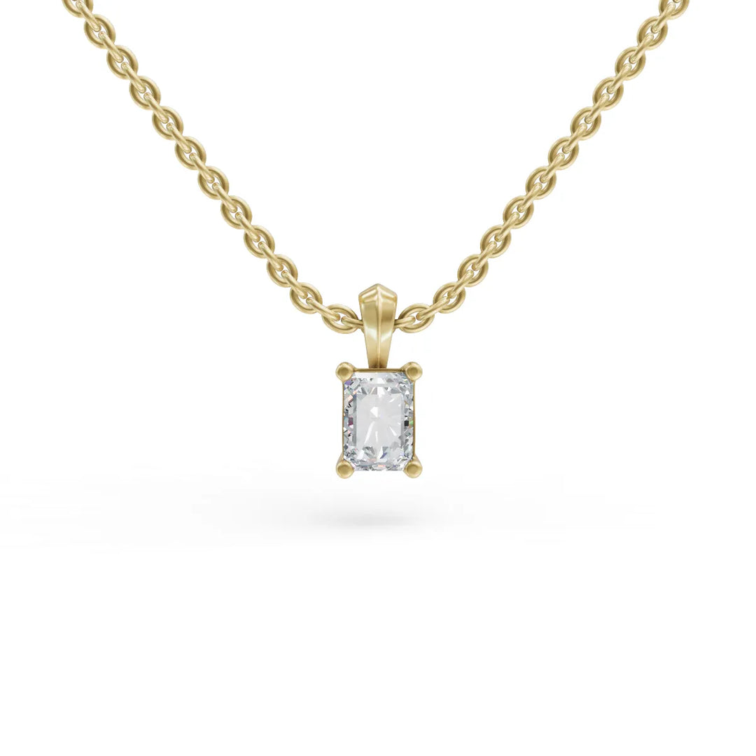 Tiny Baguette Diamond Pendant | Baguette Diamond Necklace for Women