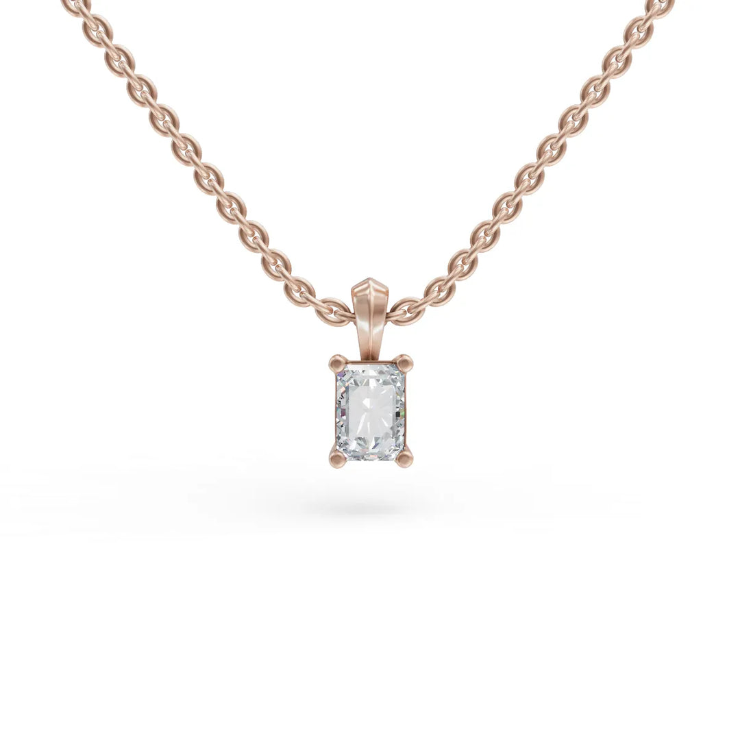 Tiny Baguette Diamond Pendant | Baguette Diamond Necklace for Women