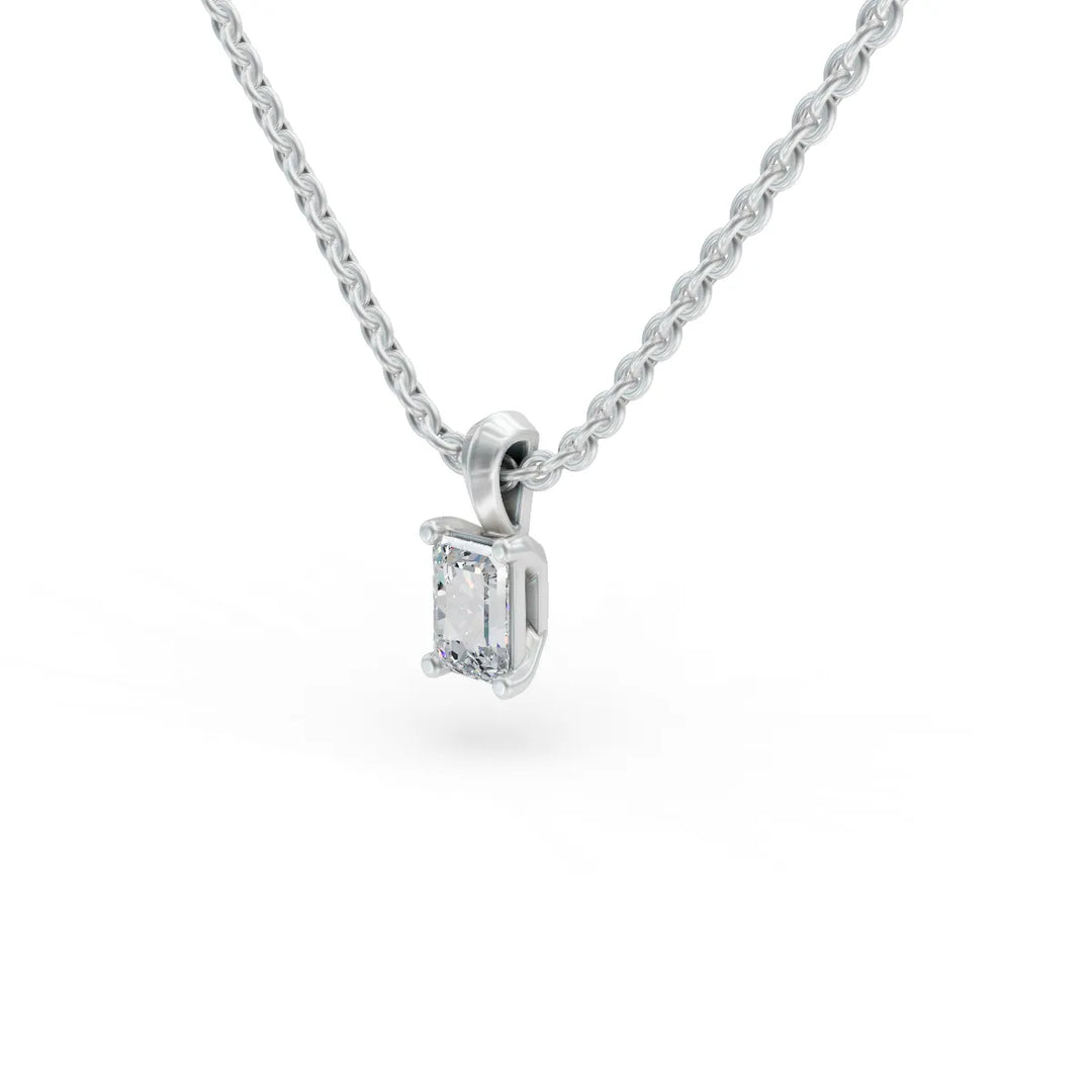 Tiny Baguette Diamond Pendant | Baguette Diamond Necklace for Women