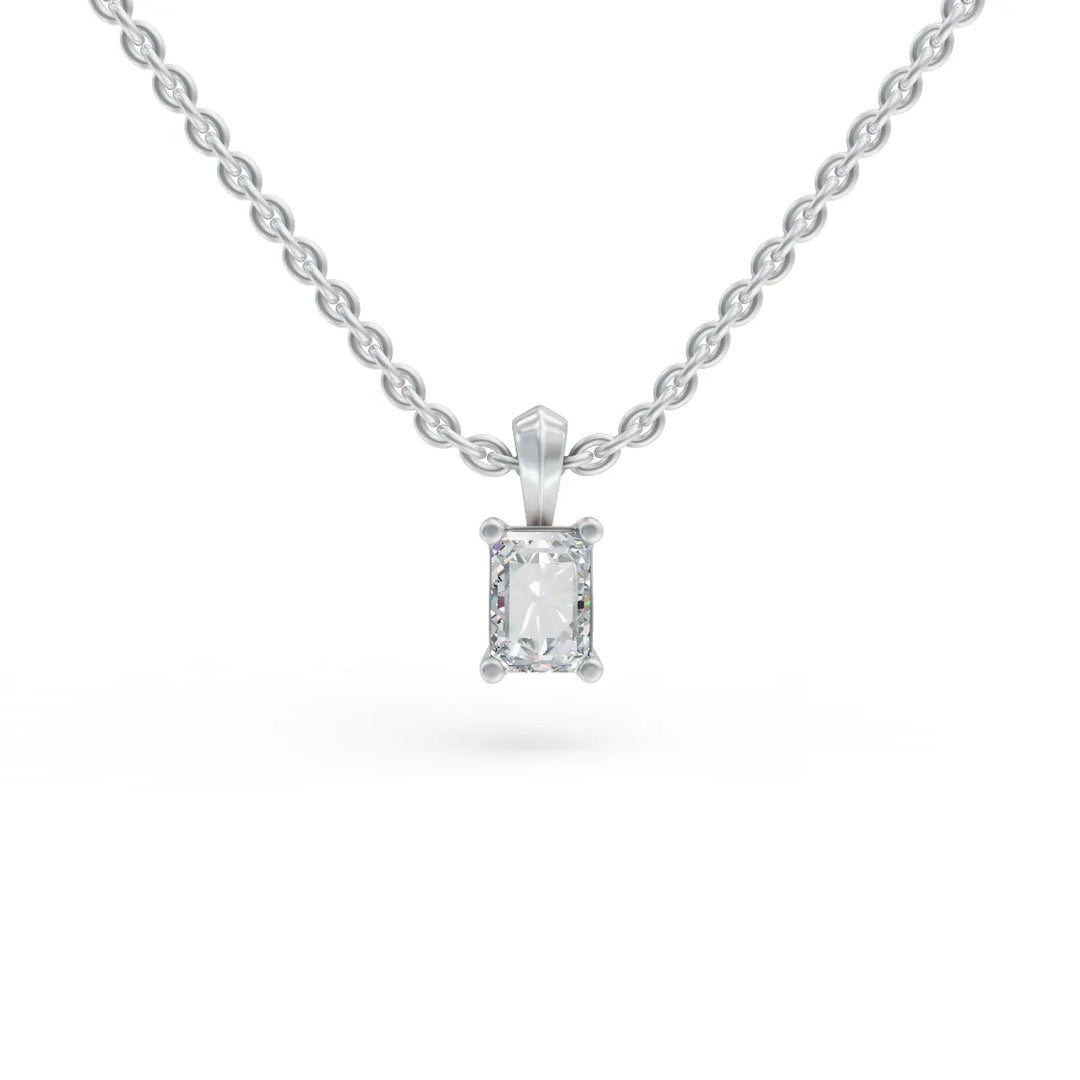 Tiny Baguette Diamond Pendant | Baguette Diamond Necklace for Women