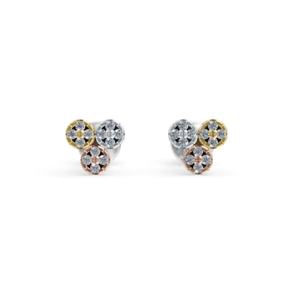 Trio Diamond Cluster Stud Earrings