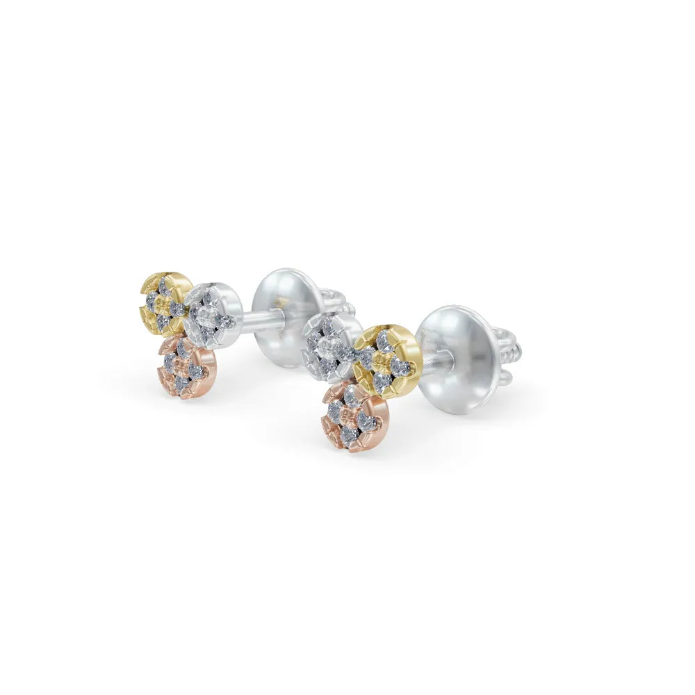 Trio Diamond Cluster Stud Earrings